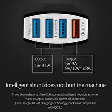 Guangdong Spirit Qc3.0 3.5A 4 USB Araç İçi Şarj Cihazı -Siyah (Yurt Dışından)