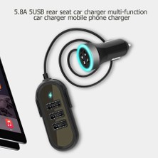 Guangdong Spirit Çok Fonksiyonlu 5 Bağlantı Noktalı Araç Şarj Cihazı Arka Koltuk Hızlı Araç Şarj Cihazı 6.8A Evrensel Usb Araç Şarj Adaptörü-Beyaz (Yurt Dışından)
