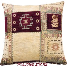 Pillows Store Geometrik Desenli Bordo Kırlent Kılıfı 45 x 45 cm