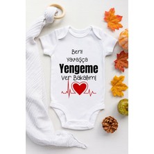 Limon Bebek Beyaz Beni Yavaşça Yengeme Ver Desenli Kısa Kol Body