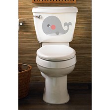 Msticker Sevimli Balina Figürlü Banyo Klozet Kapağı Sticker