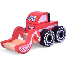 Mj Toys Ahşap Oyuncak Dozer - Doğal Ahşap Oyuncak Araba