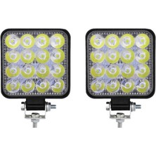 UniChrome ZAUSS 2 Adet 16 LED Kare Lamba Off Road Traktör Tekne (110 x 110 Mm)