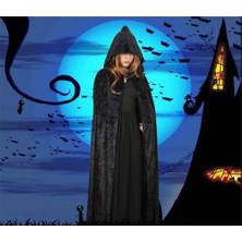 Ufuk Şaka Oyunları Merkezi Yetişkin Siyah Kapüşonlu Kollu Pelerin