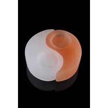 Dünya Doğal Taş Yin Yang Selenit Doğal Taş Mumluk - 600108