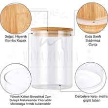 Karçiçeği Home 6'lı Set 1000 ml Bambu Kapaklı Kavanoz Baharatlık Vakumlu Borcam