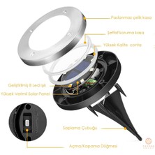 Technosmart 4 Adet Solar Güneş Enerjili 8 Ledli Kazıklı Çim Zemin Bahçe Aydınlatma 3 W Gün Işığı
