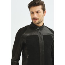 İkbal Connor Siyah Hakiki Deri Mont Erkek