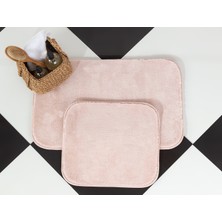 Madame Coco Carol 2'li Banyo Paspası  Pudra  50 x 80 cm + 45 x 50 cm
