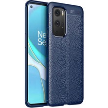 Case 4U One Plus 9 Pro Kılıf Rugan Armor Deri Görünümlü Yüksek Kalite Silikon Niss Lacivert