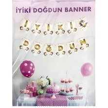 Apiko Shop Unicorn Temalı Iyi Ki Doğdun Yazısı( Tek Boynuzlu At Doğum Günü Ipli Banner) Tek Ebat