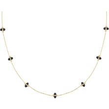 Altın Sepeti Altınsepeti Altın Siyah Boncuklu Zincir Kolye