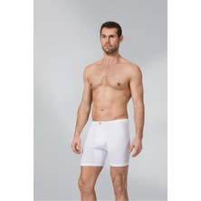 Namaldı Beyaz Renk Ribana Paçalı Boxer