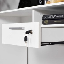 Adore Concept Kilitli Çekmeceli Çalışma Masası - Diamond Beyaz
