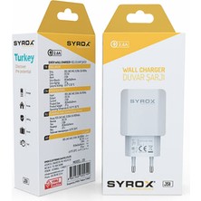 Syrox J51 Hızlı USB Şarj Adaptörü (Başlık) 2.6A Beyaz