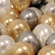 Trend Hediye Sepeti Metalik Gold Gümüş Gri Beyaz Balon 15 Adet