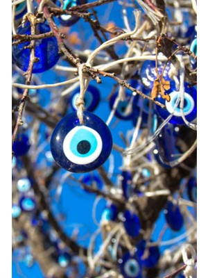 Lira 4 cm 200ADET Ağaç Süsleme Dekor Süsleme Delikli Cam Nazar Boncuğu