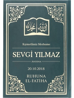 İkranur Yasin Cüzü Özel Ciltli Baskılı (Orta Boy 16×24, 192 Sayfa) Yeşil 50 Adet