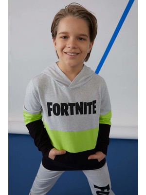 Defacto Erkek Çocuk Fortnite Lisanslı Kapüşonlu Sweatshirt S9516A621AU