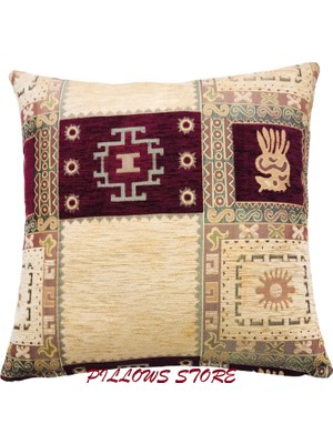 Pillows Store Geometrik Desenli Bordo Kırlent Kılıfı 45 x 45 cm