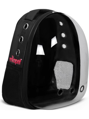 Miapet Şeffaf Astronot Kedi Köpek Taşıma Çantası 42 x 22 x 33 cm Siyah