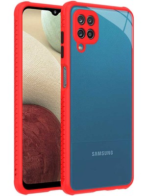 Case 4U Samsung Galaxy A12 Kılıf Darbe Koruyucu Kenar Kamera Korumalı Silikon Kaff Kapak Kırmızı