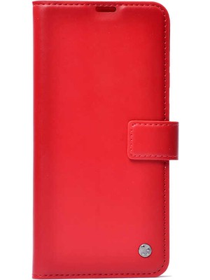 Case 4U Samsung Galaxy M12 Tam Koruma Stand Olabilen Cüzdanlı Kar Deluxe Kapak Kırmızı