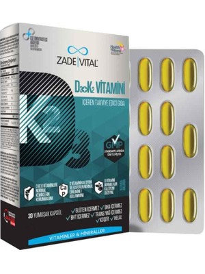 Zade Vital D3 + K2 Vitamini Içeren Takviye Edici Gıda 30 Yumuşak Kapsül