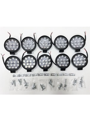 Replax 10 Adet 14 LED Yuvarlak Off Road Sis Farı Sis Lambası Çalışma Lambası Projektör

