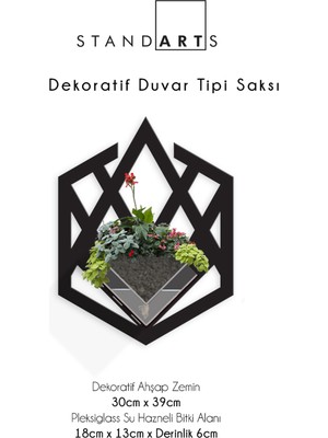 Standarts Duvar Tipi Ahşap Dekoratif Saksı