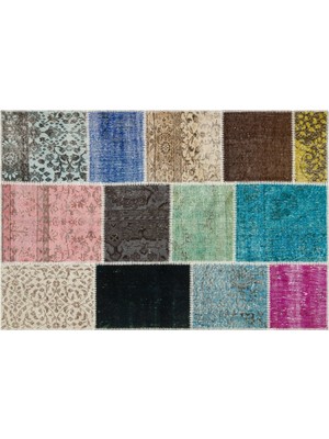 Sempati Halı Patchwork El Dokuma Eskitme Halı 120 x 180 cm 5631