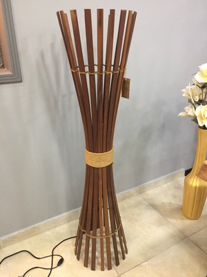 Wood'n Wood Ahşap Çıtalı Halatlı Sepetli Lambader