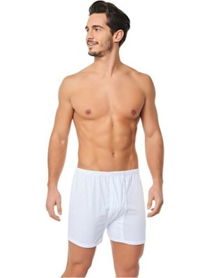 Tutku Beyaz Renk Penye Paçalı Boxer