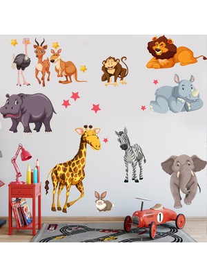 cokindirimli Sevimli Hayvanlar Çocuk Odası Duvar Sticker Çocuk Bebek Odası Duvar Dekorasyon Etiket