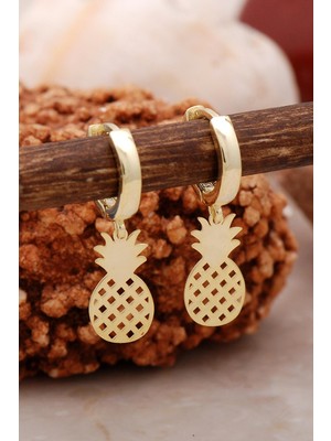 Sümer Telkari Ananas Altın Yaldızlı Gümüş Küpe 5415