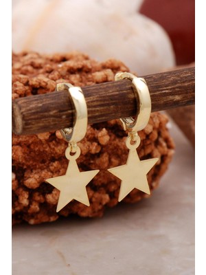 Sümer Telkari Yıldız Altın Yaldızlı Gümüş Küpe 5422