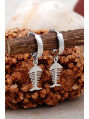 Sümer Telkari Balık Rodyumlu Gümüş Küpe 5432