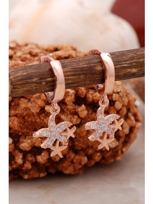 Sümer Telkari Deniz Yıldızı Tasarım Rose Gümüş Küpe 5438