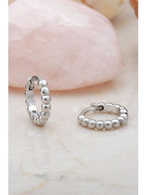 Sümer Telkari 12 mm Toplu Halka Rodyumlu Gümüş Küpe 5456