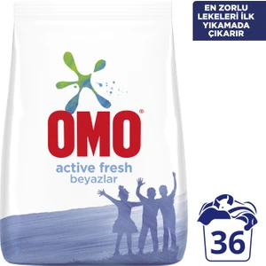Toz Çamaşır Deterjanı Active Fresh Beyazlar İçin En Zorlu Lekeleri İlk Yıkamada Çıkarır 5;5 KG 36 Yıkama 1 Adet