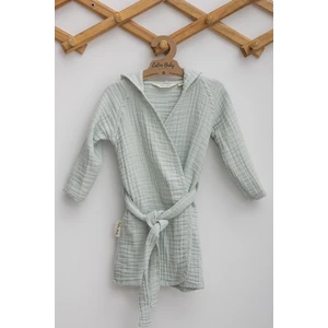 Caline Baby 4 Kat Müslin Çocuk Bornozu - Mint