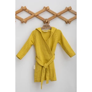 Caline Baby 4 Katlı Premium %100 Pamuk Rahat Bebek Bornozu| 1-2 Yaş | Hardal