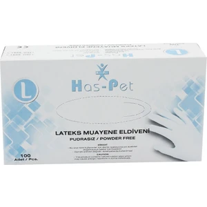Has-Pet Pudrasız Lateks Eldiven 100'LÜX20 Paket-1 Koli (Large)