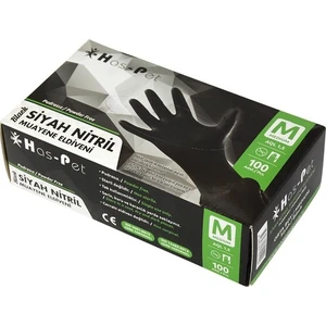 Has-Pet Siyah Pudrasız Nitril  Eldiven (Medium) 100'LÜ 20 Paket - 1 Koli