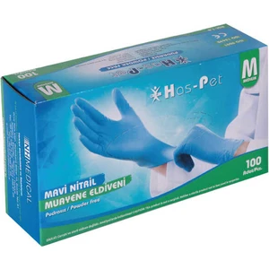 Has-Pet Mavi Pudrasız Nitril  Eldiven (Medium) 100'LÜ x 20 Paket - 1 Koli