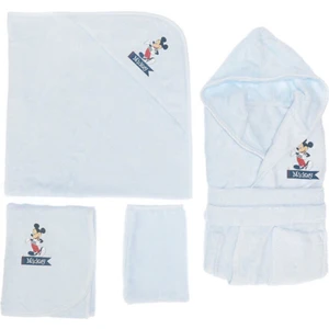 Mickey Mouse Baskılı Bambu Bebek Bornoz Seti Mavi Lisanslı