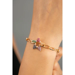 Elika Bijoux Kadın Renkli Taş Detaylı Yıldız Model Zincir Bileklik