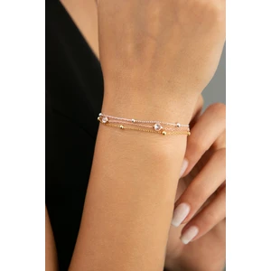 Elika Silver Kadın Dorika Top Detaylı 3 Renk  925 Ayar Gümüş Bileklik