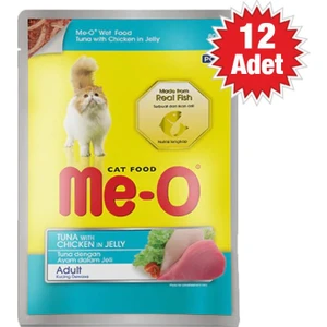 Me-O Pouch Ton Balıklı Tavuk Parçacıklı Jöle Içinde Yetişkin Kedi Konservesi 80 gr - 12 Adet