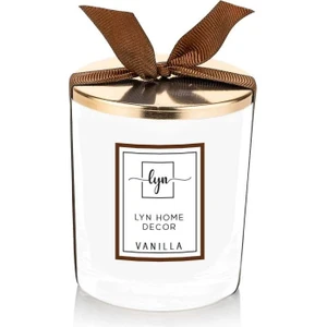 Lyn Home & Decor Beyaz-Kahverengi Gold Kapaklı Mum